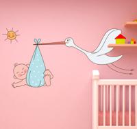 Muursticker Babykamer Ooievaar