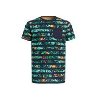 WE Fashion T-shirt met bladprint groen/blauw