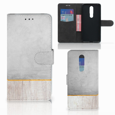 Nokia 3.1 Plus Book Style Case Wood Concrete