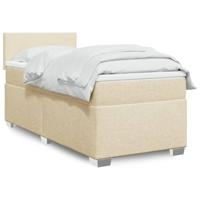 vidaXL Boxspring met matras stof crèmekleurig 80x200 cm, boxspring, ledikant, bedframe, bed, boxspring bed, bedbodem, seniorenbed, senioren bed
