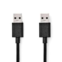 NEDIS USB-kabel - USB 3.2 Gen 1 - USB-A stekker - USB-A stekker - 5 Gbps - Vernikkeld - 1.00 m - Rond - PVC - Zwart - Box