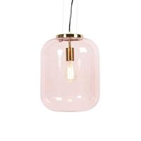 QAZQA - Art Deco Art Deco hanglamp messing met roze glas - Bliss | Woonkamer | Slaapkamer | Keuken - Glas Rond - E27 Geschikt voor LED - Max. 1 x 60 Watt