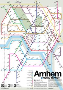 Wandkaart - Stadsplattegrond Arnhem Metro Transit Map - Metrokaart | V