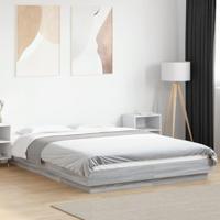vidaXL Bedframe met LED-verlichting grijs sonoma eiken 120x190 cm, bed, bed ombouw, 2 persoonsbed, bedbodem, slaapkamermeubel, tweepersoonsbed