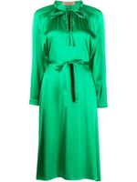 Yves Salomon robe satinée à taille nouée - Vert - thumbnail