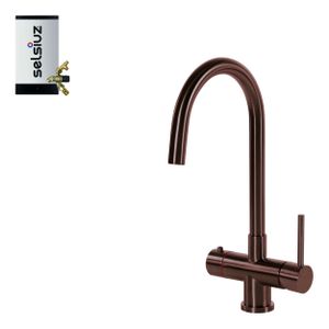 Selsiuz Inox kokend water kraan met combi extra boiler en C-uitloopkraan copper