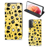 Mobiel BookCase Samsung Galaxy S21 Punk Geel