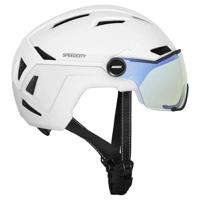 MAVIC SPEEDCITY Fietshelm voor volwassenen, wit, geïntegreerde vizier, maat 57-61, verstelling, 370 g, goedkeuring