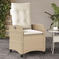 Tuinstoel verstelbaar met kussens poly rattan beige - thumbnail