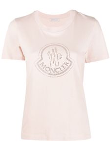 Moncler logo crystal-embellished cotton T-shirt - Rose