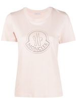 Moncler logo crystal-embellished cotton T-shirt - Rose - thumbnail