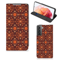 Samsung Galaxy S21 Hoesje met Magneet Batik Brown