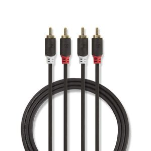 Stereo audiokabel | 2x RCA male - 2x RCA male | 1,0 m | Antraciet [CABW24200AT10]