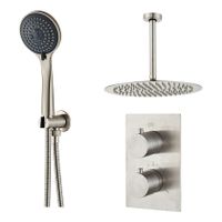 Regendouche set SaniClear Inox | Inbouw | Thermostaatkraan | 2-weg | Rond | RVS look