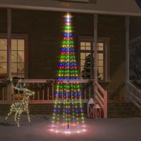 VidaXL Vlaggenmast kerstboom 310 LED&apos;s meerkleurig 300 cm