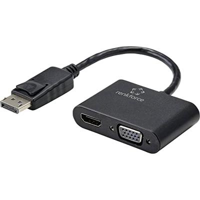 Renkforce RF-4505752 DisplayPort/HDMI/VGA Adapter [1x DisplayPort stekker - 1x HDMI-bus, VGA-bus] Zwart 15.00 cm