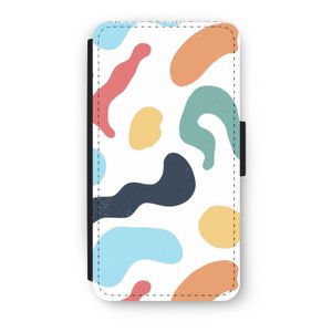 Memphis Shapes Blue: iPhone XS Flip Hoesje