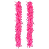 Carnaval verkleed boa met veren - 2x - roze - 180 cm - 50 gram - Glitter and Glamour - thumbnail