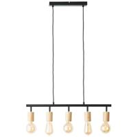 Brilliant Lamp Tiffany bar pendel 5flg zwart mat/natuur metaal/kunststof bruin 5x A60, E27, 28 W