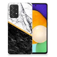 Samsung Galaxy A52 (5G/4G) TPU Siliconen Hoesje Marmer Wit Zwart - Origineel Cadeau Man - thumbnail