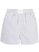 Alexander Wang short en popeline rayé à patch logo - Blanc - thumbnail