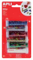 Apli Kids glitterpoeder, blister met 6 tubes in geassorteerde kleuren