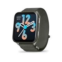 Garmin Venu X1 GPS-smartwatch, helder 2-inch AMOLED-scherm, LED-zaklamp, Lichtgewicht, Ultra dunne horlogebehuizing van 8 mm, Tot wel 8 dagen in smartwatch-modus, ComfortFit nylon bandje, Moss