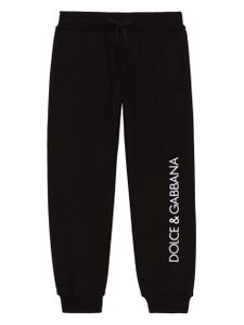 Dolce & Gabbana Kids pantalon de jogging en coton à logo brodé - Noir