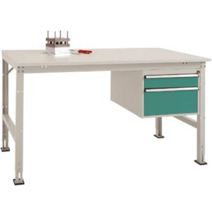 Manuflex AU5567.0001 Compleet werktafel reden universele standaard met kunststof plaat, bxdxh = 1500 x 800 x 760-870 mm Grijs, Groen