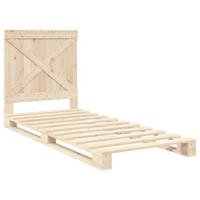 vidaXL Bedframe met hoofdbord massief grenenhout 90x200 cm, bed, slaapkamermeubel, eenpersoonsbed, bedbodem, twijfelaar bed, 1 persoonsbed, bedbank