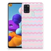 Samsung Galaxy A21s TPU bumper Waves Roze