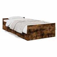 vidaXL Bedframe met lades bewerkt hout gerookt eikenkleurig 90x200 cm, bed, bed met opbergruimte, 1-persoons bedframe, 1-persoonsbed