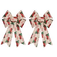 2x stuks kerstboomversiering ornament strikjes/strikken creme/rood print 15 x 25 cm