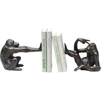 Kare Design Boekensteun Monkey set van 2 zwart, decoratief object, apenmotief, accessoire, woonkamer, decoratie voor planken of dressoirs, decoratieve sculptuur, decoratie, 17 x 20 x 10 cm (h x b x d)