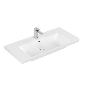 Villeroy & Boch Subway 3.0 meubelwastafel 100x47x16.5cm Rechthoek 1 kraangat met overloopgat Wit Alpin glans Ceramic+ 4A70A5R1