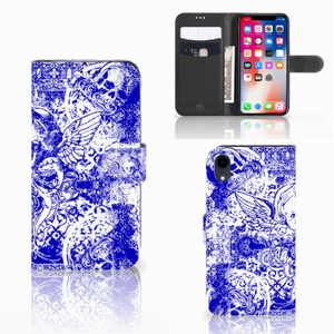 Telefoonhoesje met Naam Apple iPhone Xr Angel Skull Blauw