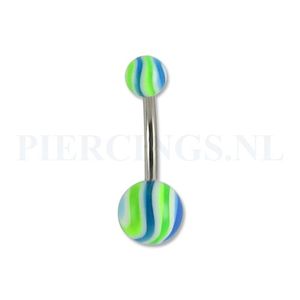 Navelpiercing gegolfd groen-blauw