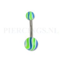 Navelpiercing gegolfd groen-blauw - thumbnail