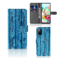 Samsung Galaxy A71 Book Style Case Wood Blue