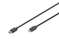 Digitus USB-kabel USB 3.2 Gen1 (USB 3.0 / USB 3.1 Gen1) USB-C stekker, USB-micro-B stekker 1.80 m Zwart Rond, Stekker past op beide manieren, Afgeschermd - thumbnail