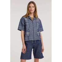 G-Star RAW top Hawaiian shirt printed met printopdruk blauw