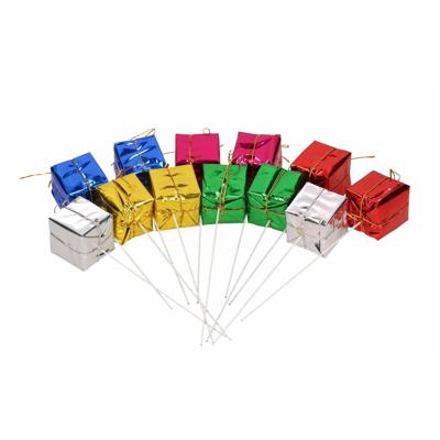 12x Cadeau prikkers/stekers decoratie materiaal 3 x 3 x 3 cm - Feestdecoratievoorwerp 12x Cadeau prikkers/stekers decoratie materiaal 3 x 3 x 3 cm - Feestdecoratievoorwerp