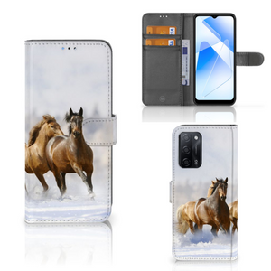 OPPO A16/A16s/A54s Telefoonhoesje met Pasjes Paarden