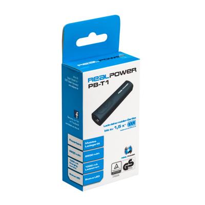 RealPower PB-T1 powerbank Zwart 2600 mAh
