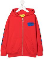 Off-White Kids hoodie zippé à logo imprimé - Rouge