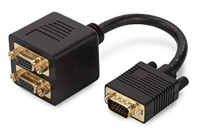ASSMANN VGA grafische adapter, VGA naar 2x VGA, Full HD 24Hz, 1920 x 1080 pixels, zwart