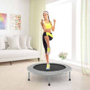 97 cm Opvouwbare Trampoline Mini-Opvouwbare Trampoline voor Kinderen Draagbare Fitnesstrampoline voor Binnen Grijs