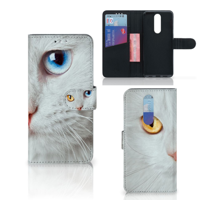 Alcatel 3 (2019) Telefoonhoesje met Pasjes Witte Kat