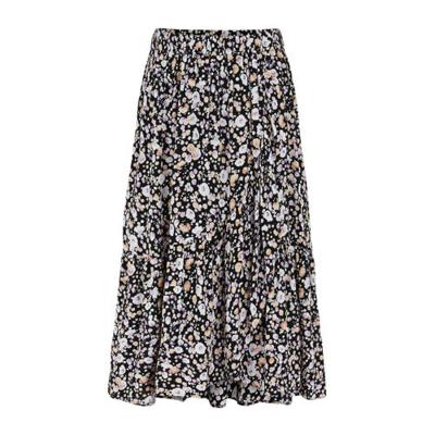 PIECES gebloemde midi rok PCDUA HW MIDI SKIRT D2D BC zwart/lila PIECES gebloemde midi rok PCDUA HW MIDI SKIRT D2D BC zwart/lila