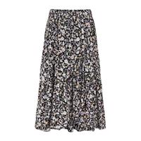 PIECES gebloemde midi rok PCDUA HW MIDI SKIRT D2D BC zwart/lila